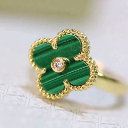 [Glow Jewelry]CLOVER MALACHITE RING GOLD DIAMOND