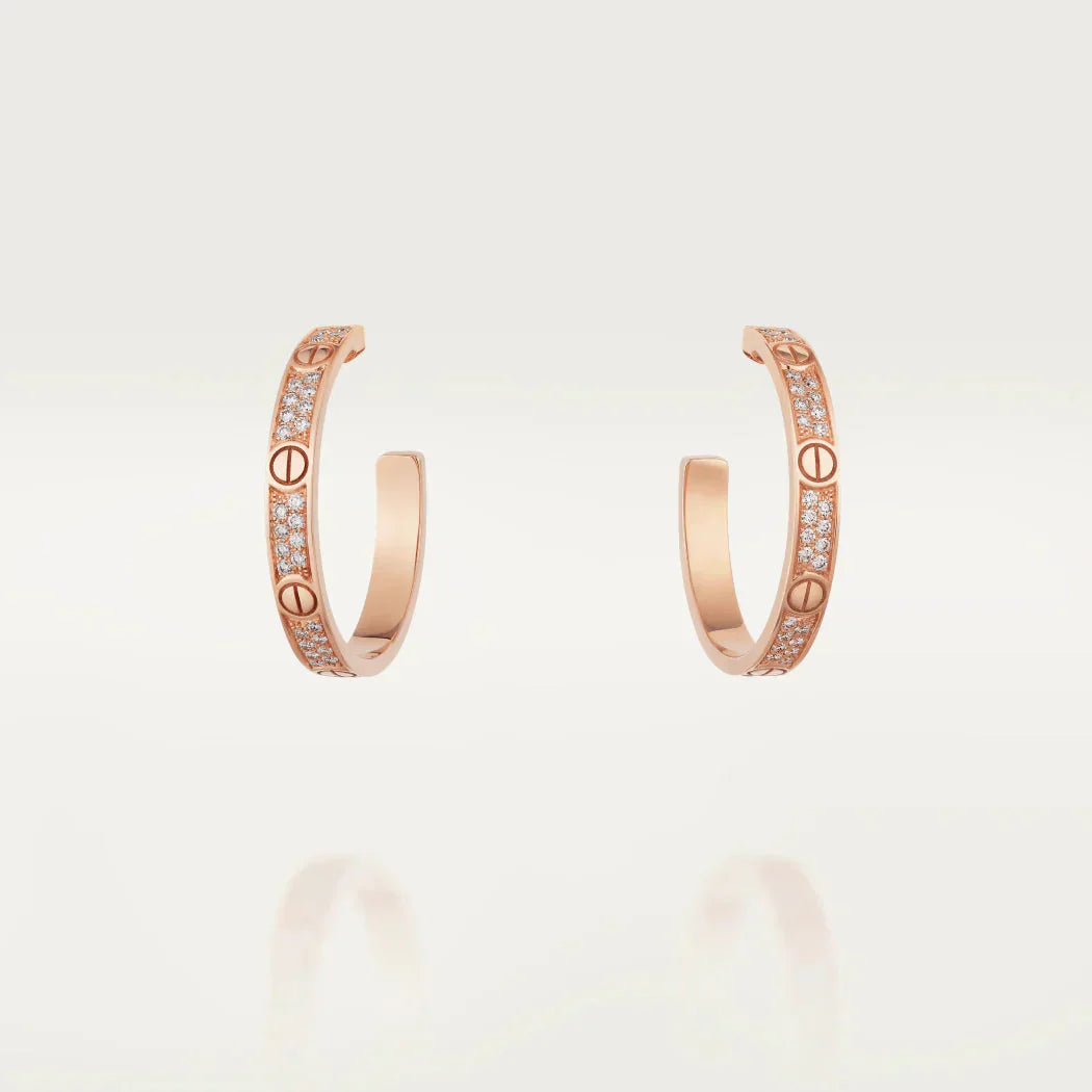 ¡®Glow Jewelry¡¯LOVE DIAMOND PINK GOLD HOOP EARRINGS
