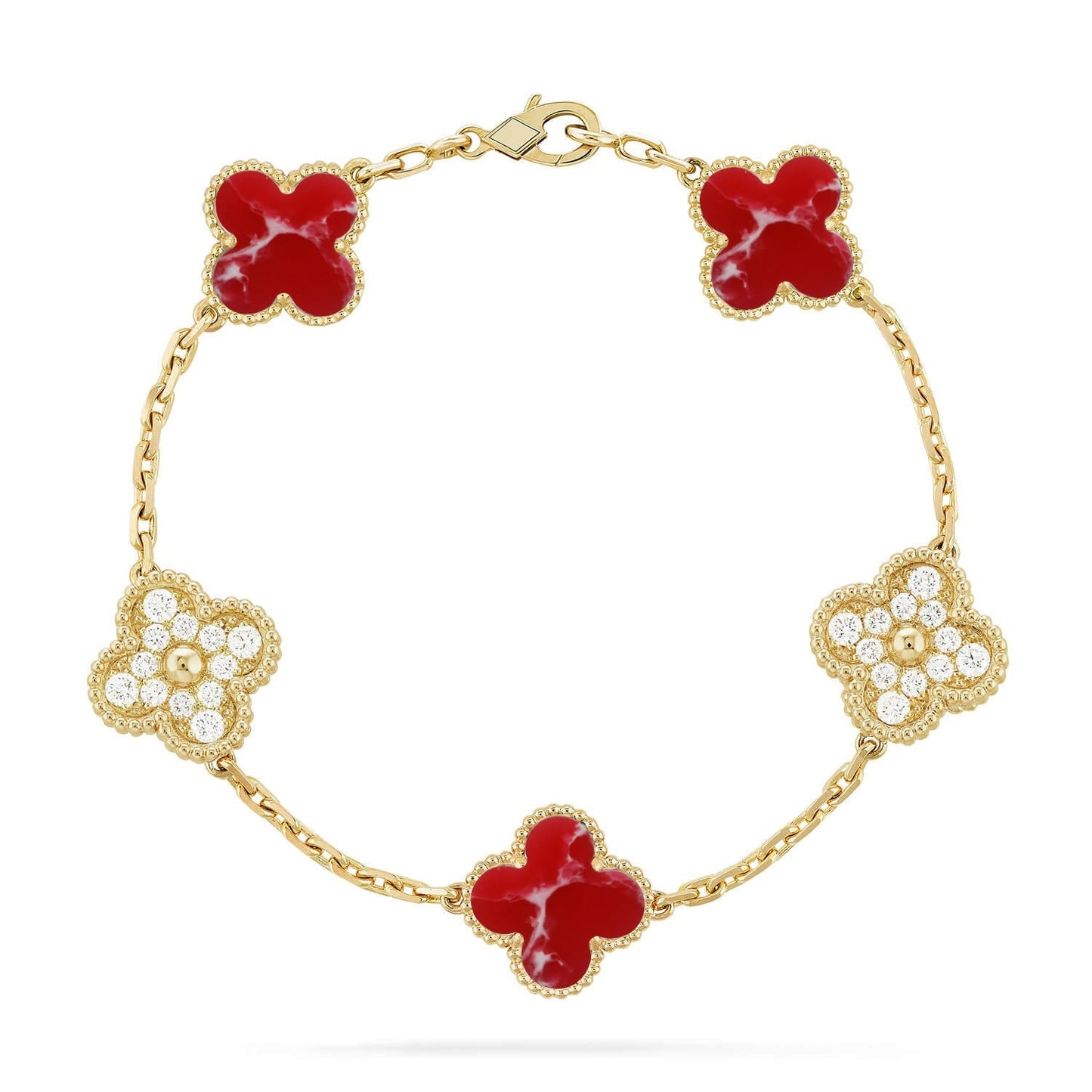 [Glow Jewelry]New CLOVER 5 MOTIF RED PATTERN BRACELET COLLECTION