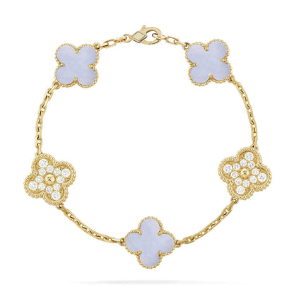 [Glow Jewelry] CLOVER 5 MOTIF PURPLE CHALCEDONY BRACELET COLLECTION