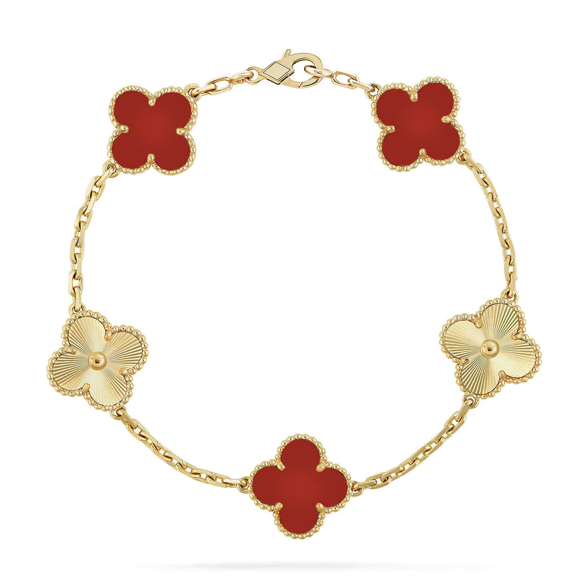 [Glow Jewelry]New  CLOVER 5 MOTIF RED CORNELIAN BRACELET COLLECTION