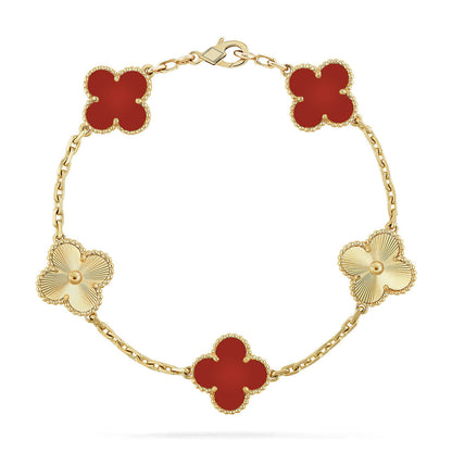 [Glow Jewelry]New  CLOVER 5 MOTIF RED CORNELIAN BRACELET COLLECTION