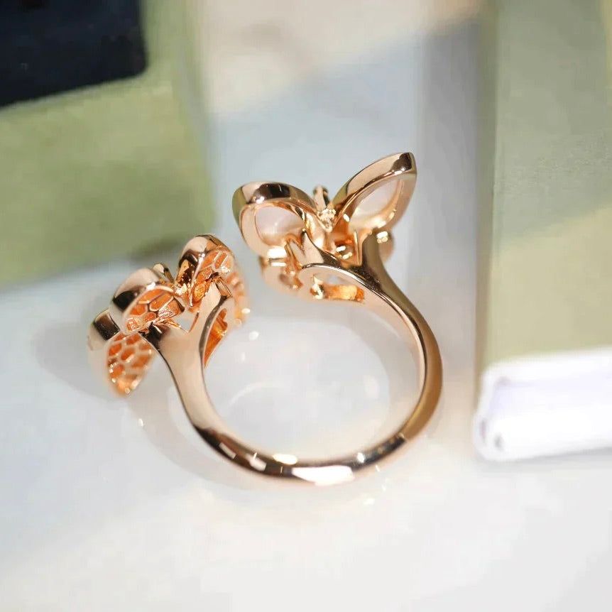 [Glow Jewelry]TWIN BUTTERFLY DIAMOND MOP RING