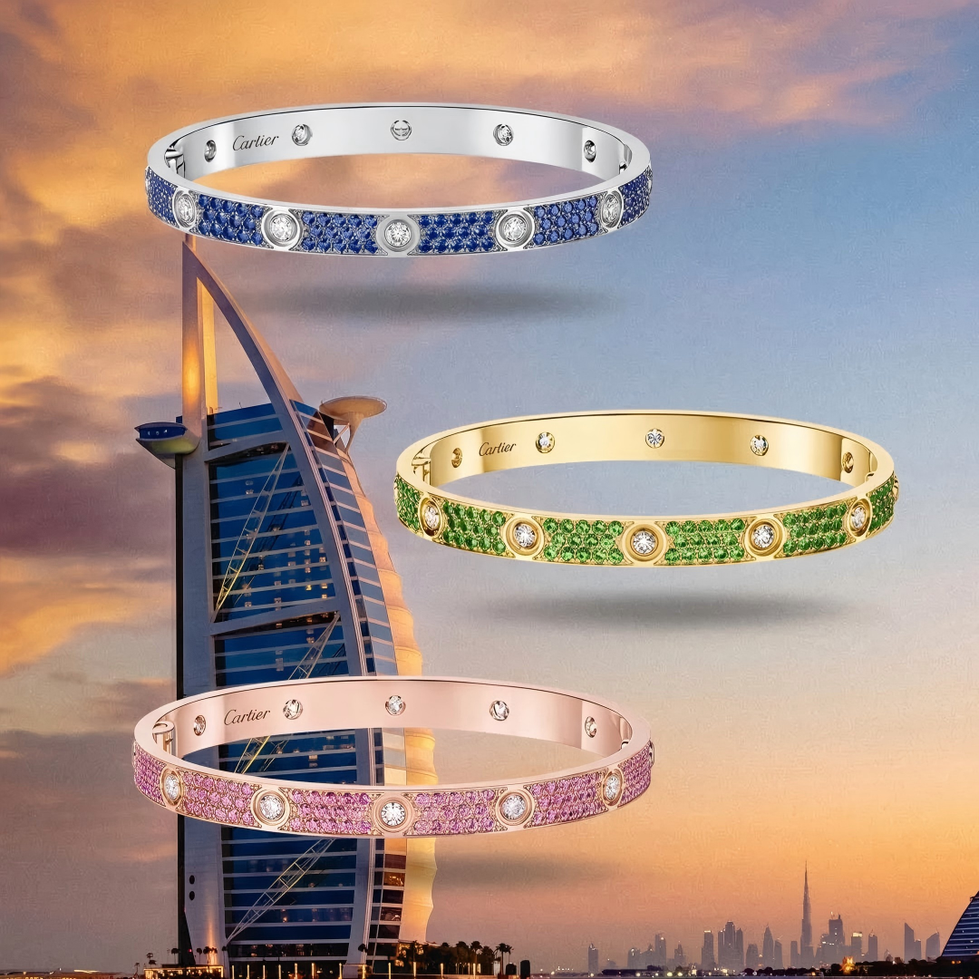 [Glow Jewelry]2026 PAVE GEMSTONE LOVE BRACELET 6.1MM 10 DIAMONDS
