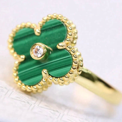 [Glow Jewelry]CLOVER MALACHITE RING GOLD DIAMOND