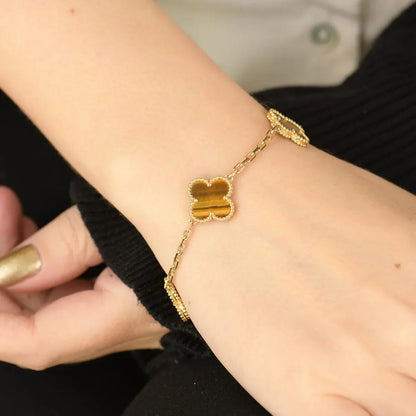 [Glow Jewelry]New  CLOVER 5 MOTIFS TIGER EYE BRACELET COLLECTION