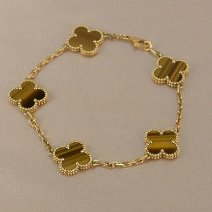 [Glow Jewelry] CLOVER 5 MOTIFS TIGER EYE BRACELET COLLECTION
