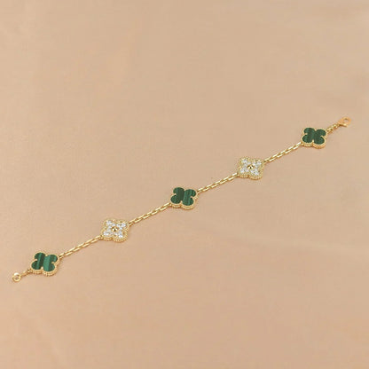 [Glow Jewelry] CLOVER 5 MOTIF MALACHITE BRACELET COLLECTION