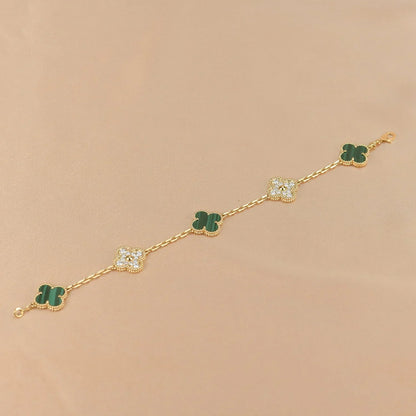 [Glow Jewelry]New  CLOVER 5 MOTIF MALACHITE BRACELET COLLECTION