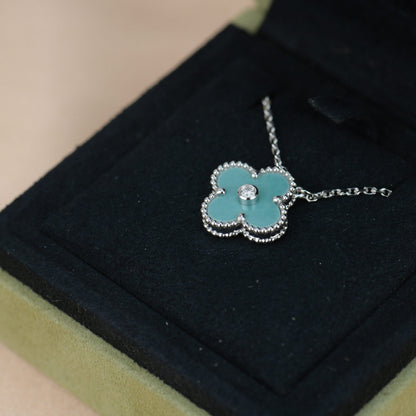 ¡®Glow Jewelry¡¯CLOVER 15MM DIAMOND SVRES PORCELAIN  NECKLACE SILVER