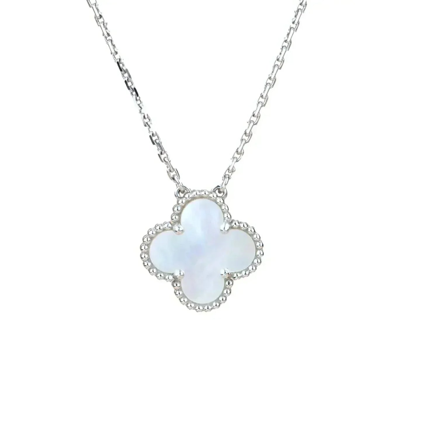[Glow Jewelry]CLOVER  15MM WHITE MOTHER-OF-PEARL SILVER