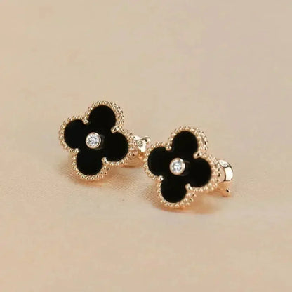 ¡®Glow Jewelry¡¯CLOVER MEDIUM 1 MOTIFS ONYX DIAMOND EARRINGS