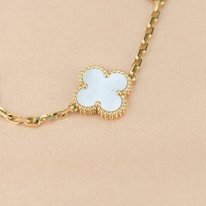 [Glow Jewelry]CLOVER WHITE PEARL MOP 5 MOTIF BRACELET COLLECTION