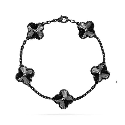 [Glow Jewelry]Neues CLOVER 5 MOTIV SCHWARZES ARMBAND