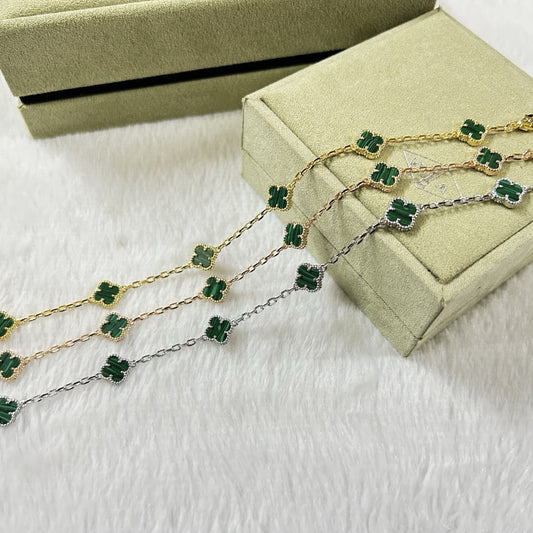[Glow Jewelry]CLOVER 6 MOTIF MALACHITE BRACELET