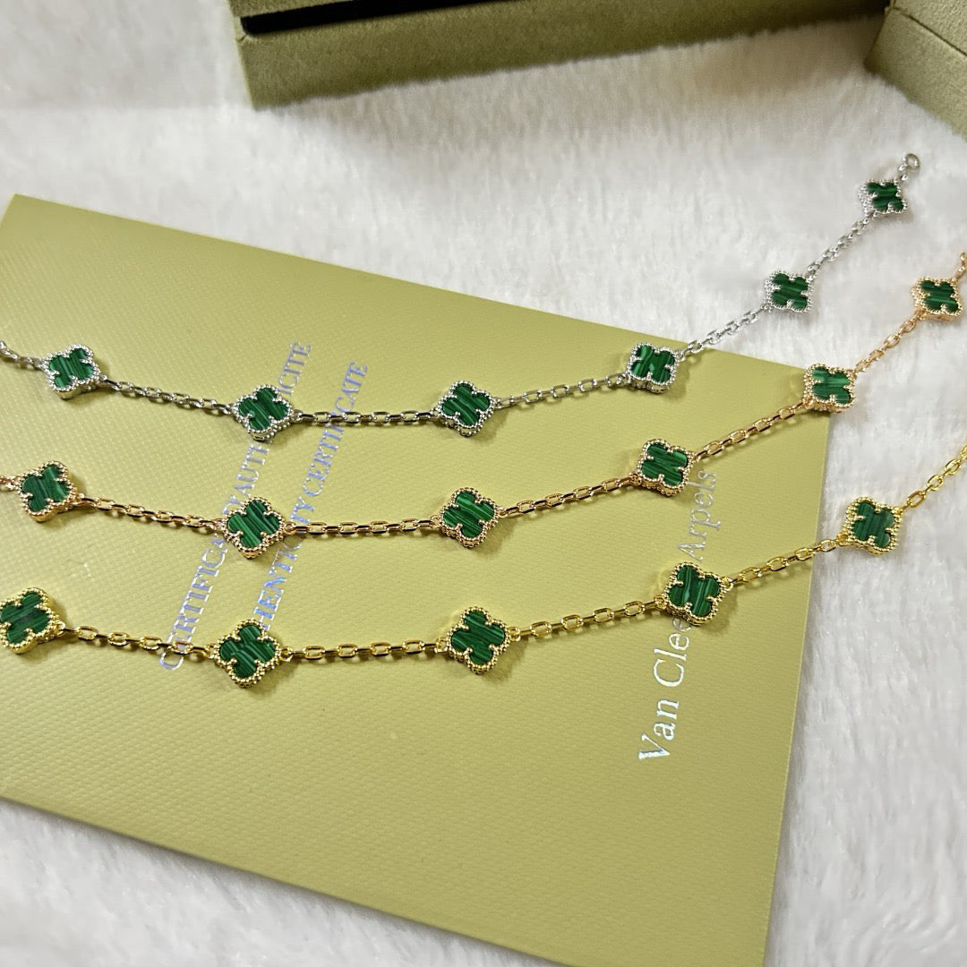[Glow Jewelry]CLOVER 6 MOTIF MALACHITE BRACELET