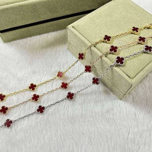 [¡®Glow Jewelry¡¯]CLOVER 6 MOTIF RED AGATE BRACELET