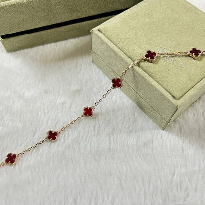 [¡®Glow Jewelry¡¯]CLOVER 6 MOTIF RED AGATE BRACELET