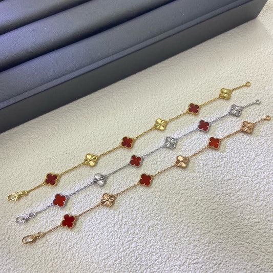[Glow Jewelry]CLOVER 6 MOTIF RED AGATE LASER BRACELET