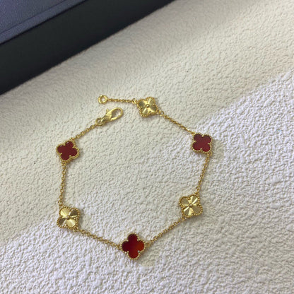 [¡®Glow Jewelry¡¯]CLOVER 6 MOTIF RED AGATE LASER BRACELET