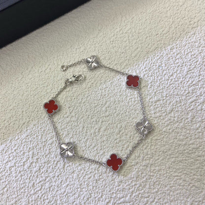 [Glow Jewelry]CLOVER 6 MOTIF RED AGATE LASER BRACELET
