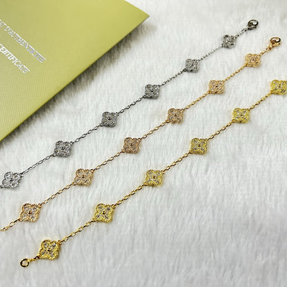 [グロウジュエリー]ニュークローバー 6モチーフ ダイヤモンドブレスレット