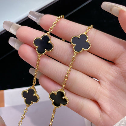 ¡®Glow Jewelry¡¯CLOVER 10 MOTIFS ONYX NECKLACE