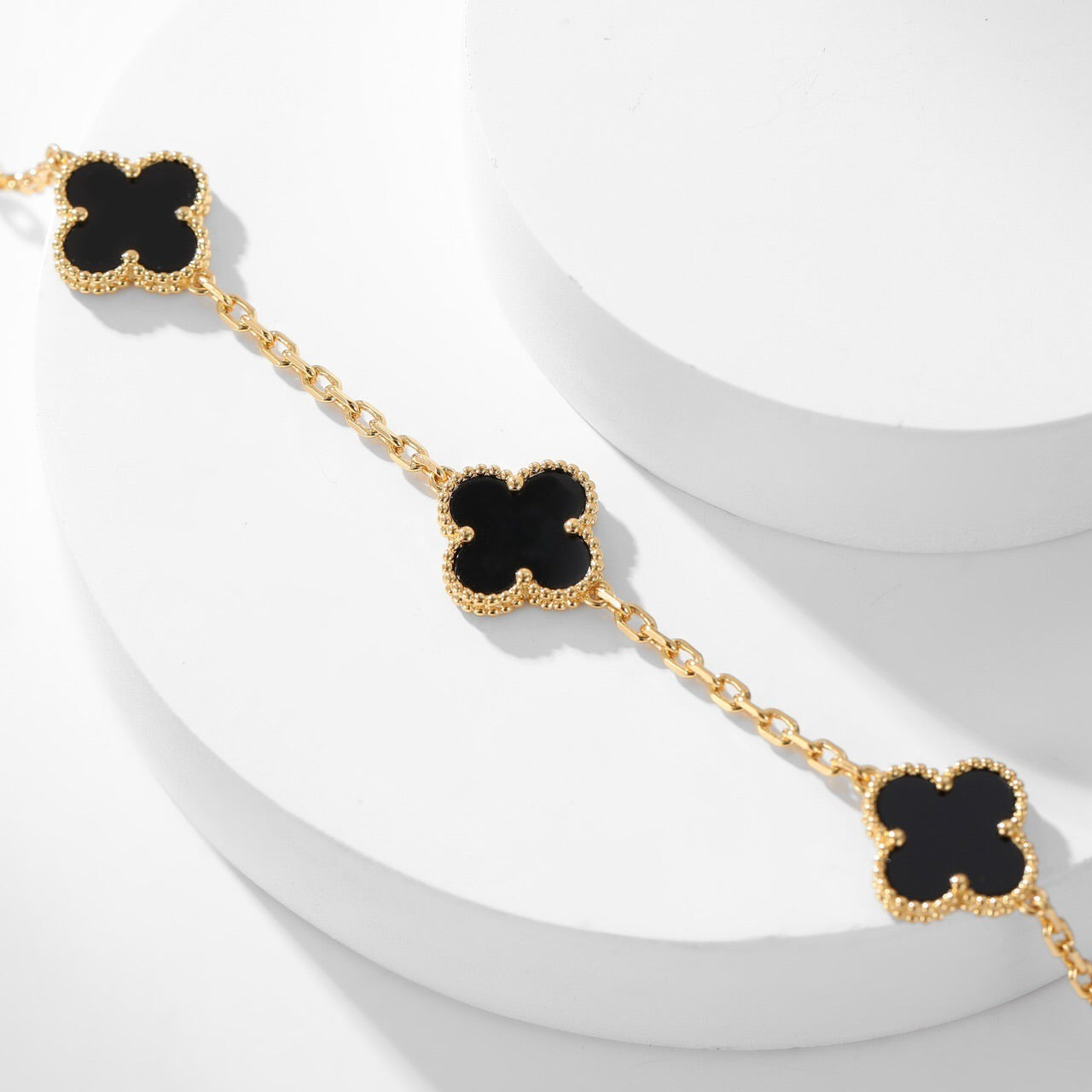 [Glow Jewelry]CLOVER 10 MOTIFS ONYX NECKLACE