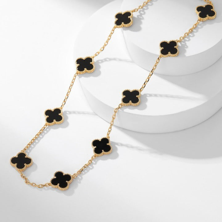 ¡®Glow Jewelry¡¯CLOVER 10 MOTIFS ONYX NECKLACE