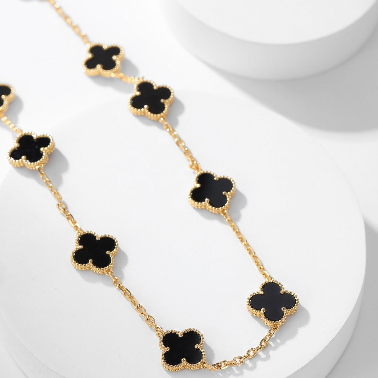 [Glow Jewelry]CLOVER 10 MOTIFS ONYX NECKLACE