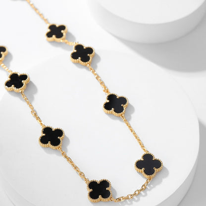 [Glow Jewelry]CLOVER 10 MOTIFS ONYX NECKLACE