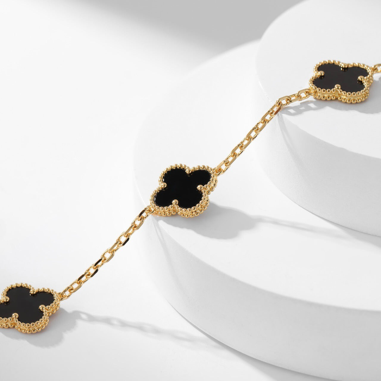 [Glow Jewelry]CLOVER 10 MOTIFS ONYX NECKLACE
