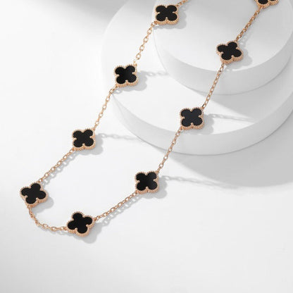 [Glow Jewelry]CLOVER 10 MOTIFS ONYX NECKLACE