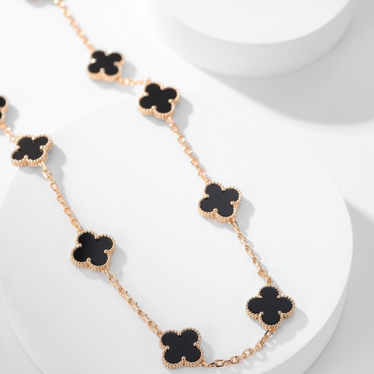 [Glow Jewelry]CLOVER 10 MOTIFS ONYX NECKLACE