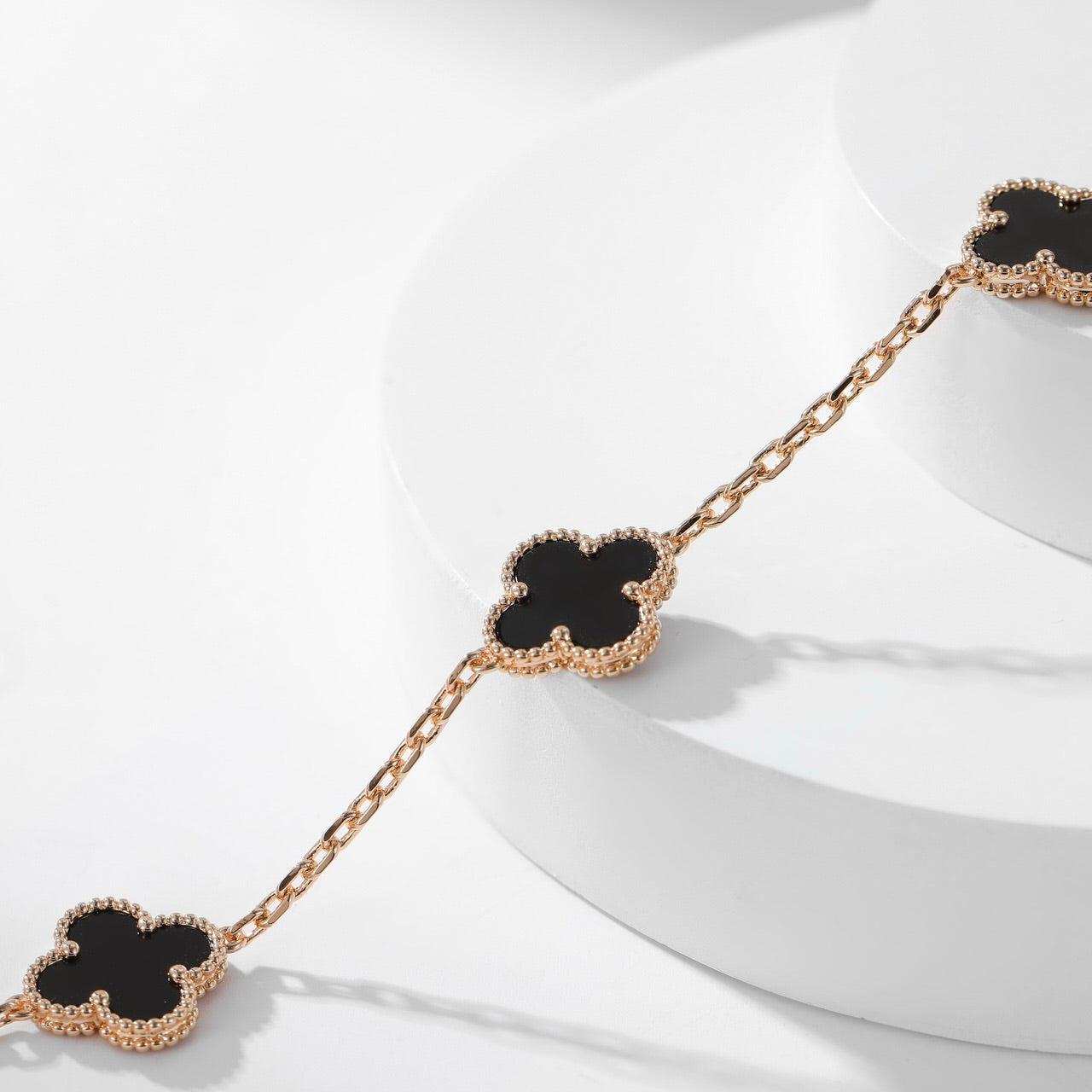 [Glow Jewelry]CLOVER 10 MOTIFS ONYX NECKLACE