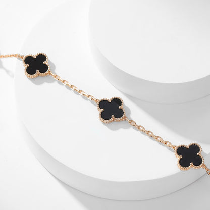 [Glow Jewelry]CLOVER 10 MOTIFS ONYX NECKLACE