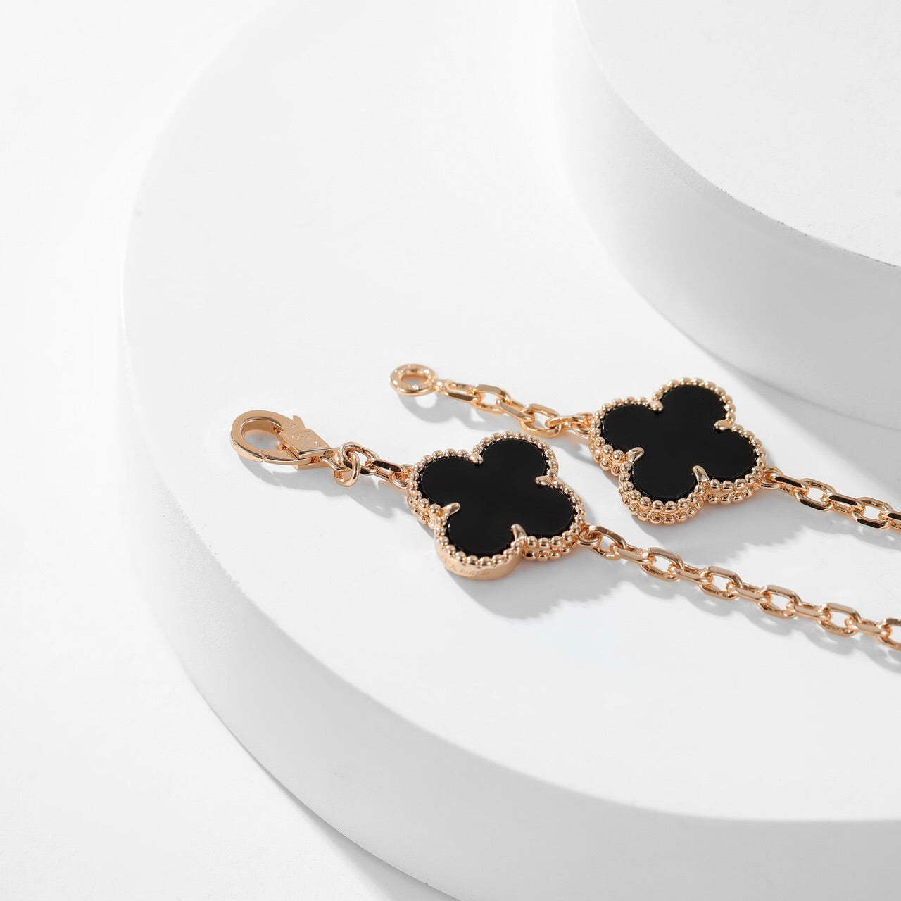 [Glow Jewelry]CLOVER 10 MOTIFS ONYX NECKLACE
