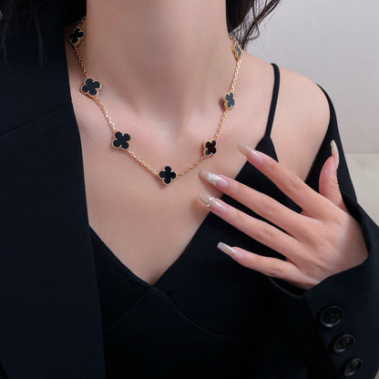¡®Glow Jewelry¡¯CLOVER 10 MOTIFS ONYX NECKLACE