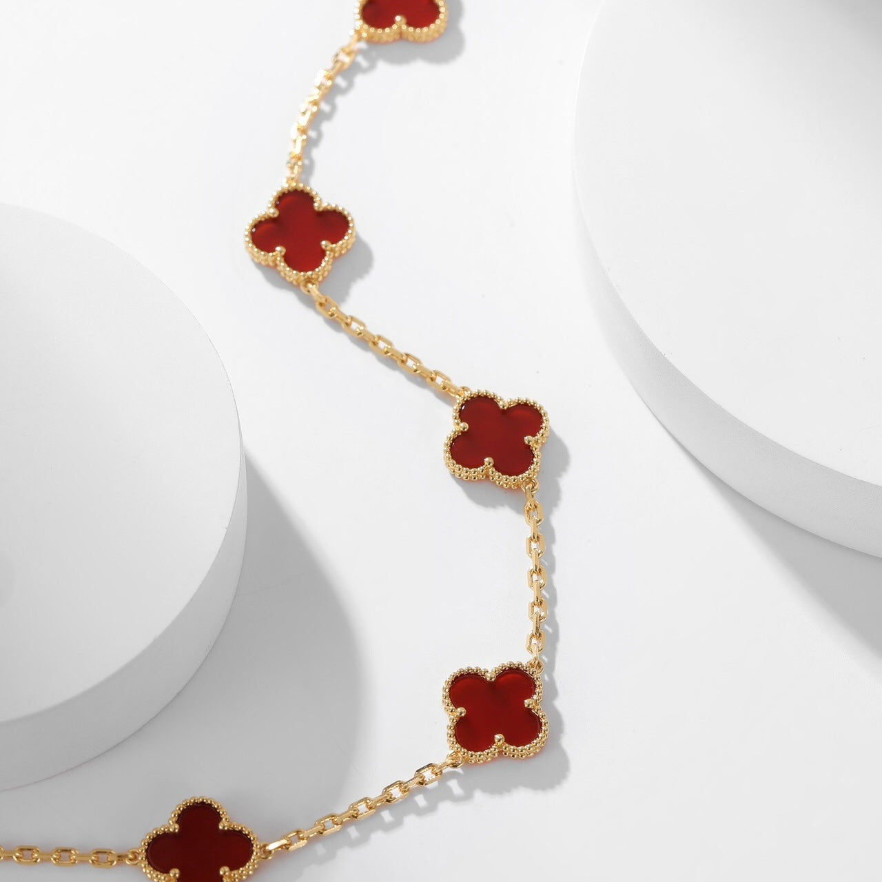 ¡®Glow Jewelry¡¯CLOVER 10 MOTIFS CARNELIAN NECKLACE