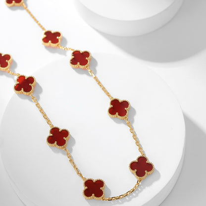 [Glow Jewelry]CLOVER 10 MOTIFS CARNELIAN NECKLACE