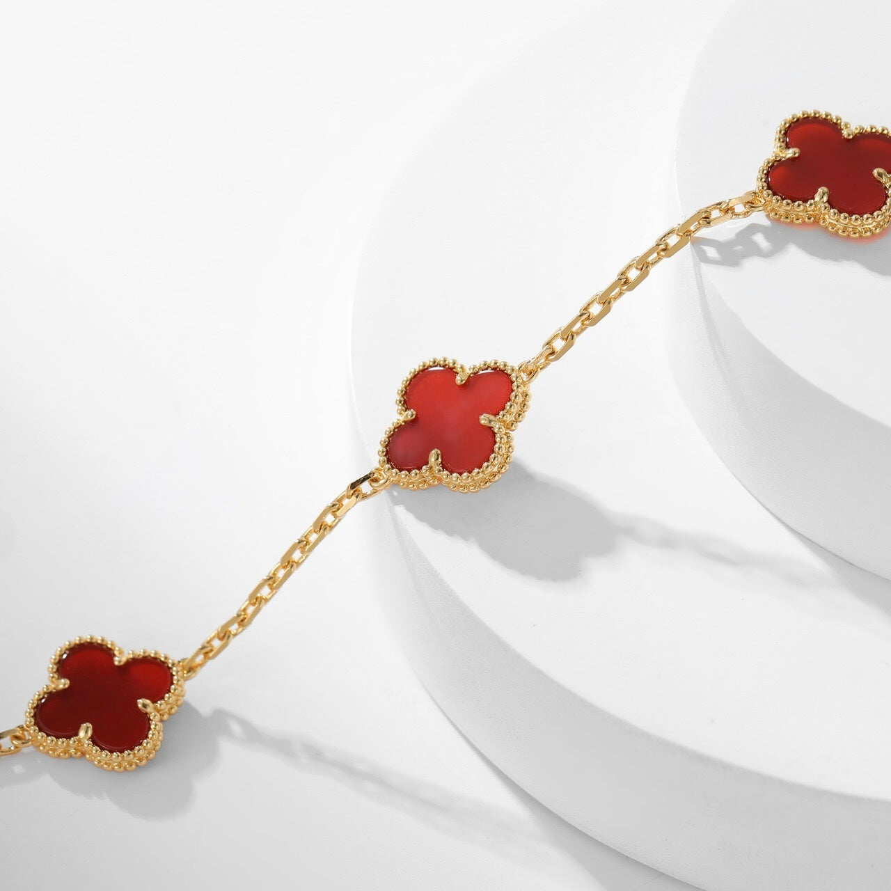 [Glow Jewelry]CLOVER 10 MOTIFS CARNELIAN NECKLACE