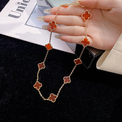 [Glow Jewelry]CLOVER 10 MOTIFS CARNELIAN NECKLACE