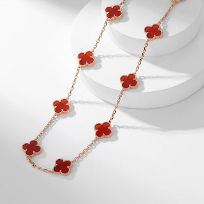 [Glow Jewelry]CLOVER 10 MOTIFS CARNELIAN NECKLACE