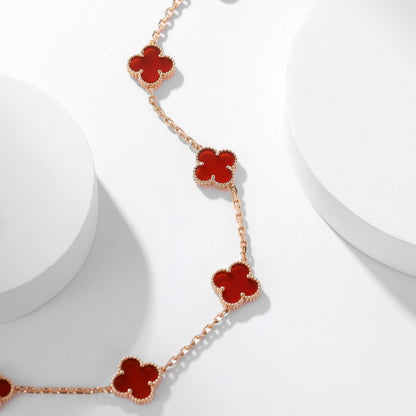 [Glow Jewelry]CLOVER 10 MOTIFS CARNELIAN NECKLACE