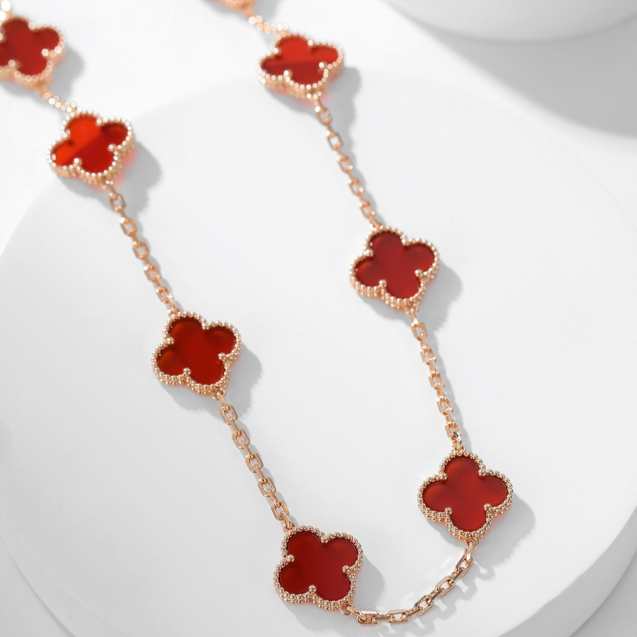 ¡®Glow Jewelry¡¯CLOVER 10 MOTIFS CARNELIAN NECKLACE