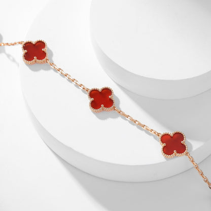 [Glow Jewelry]CLOVER 10 MOTIFS CARNELIAN NECKLACE