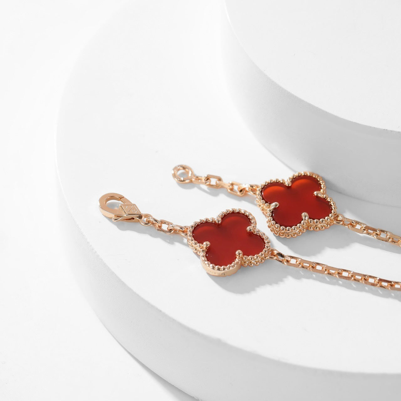 [Glow Jewelry]CLOVER 10 MOTIFS CARNELIAN NECKLACE