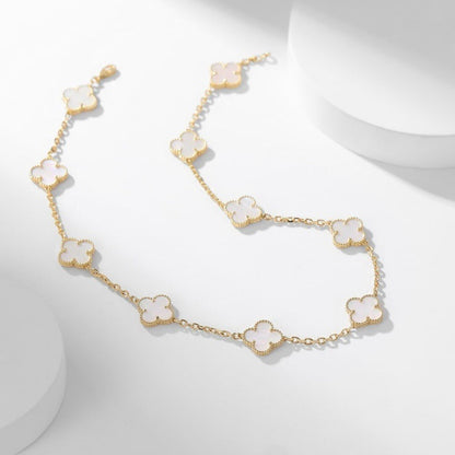 [Glow Jewelry]CLOVER 10 MOTIFS WHITE MOTHER OF PEARL NECKLACE