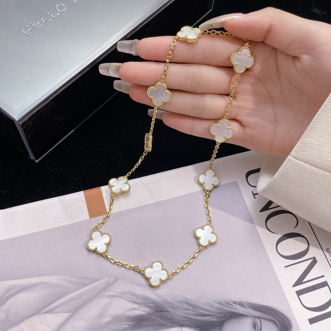 ¡®Glow Jewelry¡¯CLOVER 10 MOTIFS WHITE MOTHER OF PEARL NECKLACE