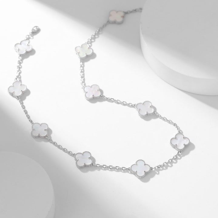 ¡®Glow Jewelry¡¯CLOVER 10 MOTIFS WHITE MOTHER OF PEARL NECKLACE